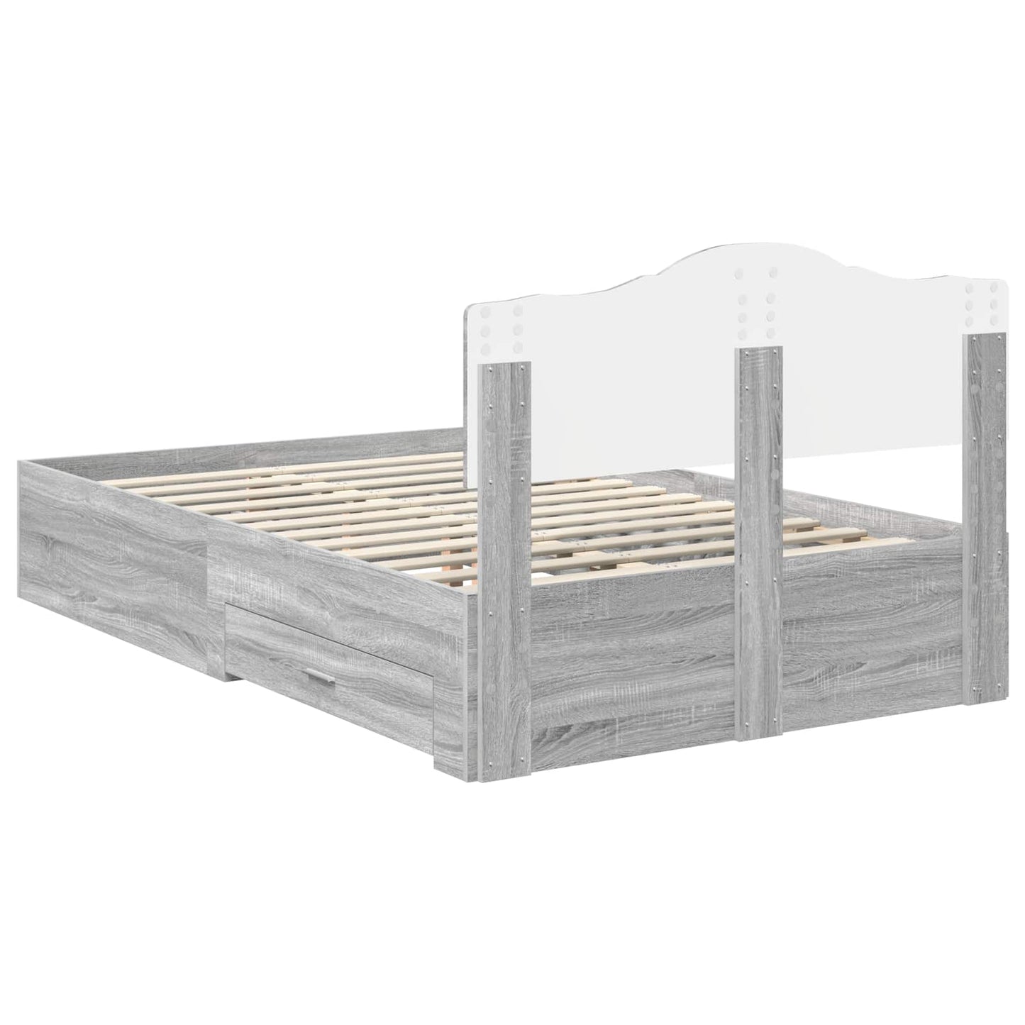 Bed Frame with Drawer Grey Sonoma 120 x 190 cm Engineered Wood