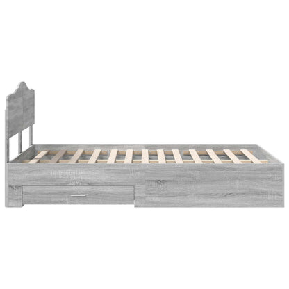 Bed Frame with Drawer Grey Sonoma 120 x 190 cm Engineered Wood