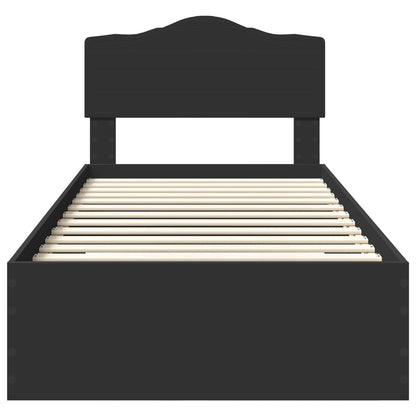 Bed Frame with Headboard Black 100 x 200 cm Engineered Wood