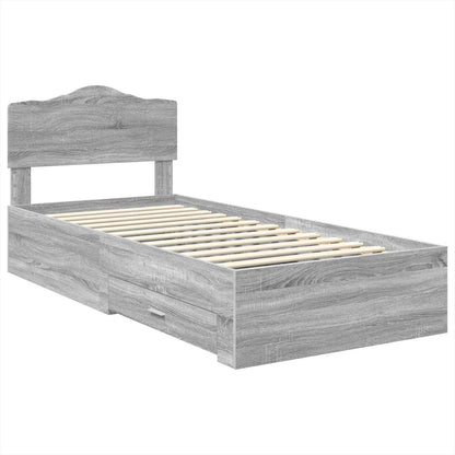 Bed Frame with Drawer Grey Sonoma 100 x 200 cm Engineered Wood