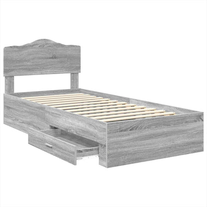 Bed Frame with Drawer Grey Sonoma 100 x 200 cm Engineered Wood