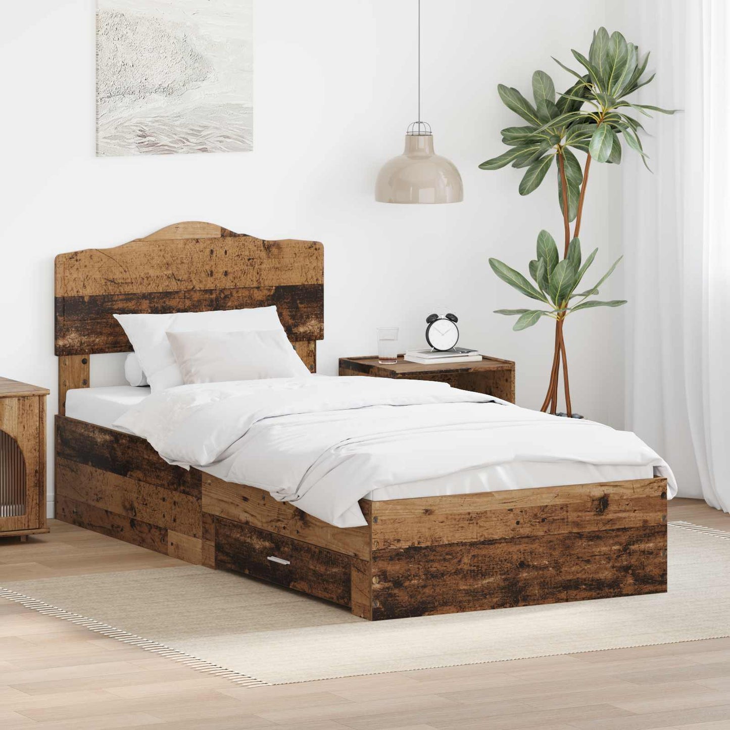 Bed Frame with Headboard Old Wood 100 x 200 cm Engineered Wood