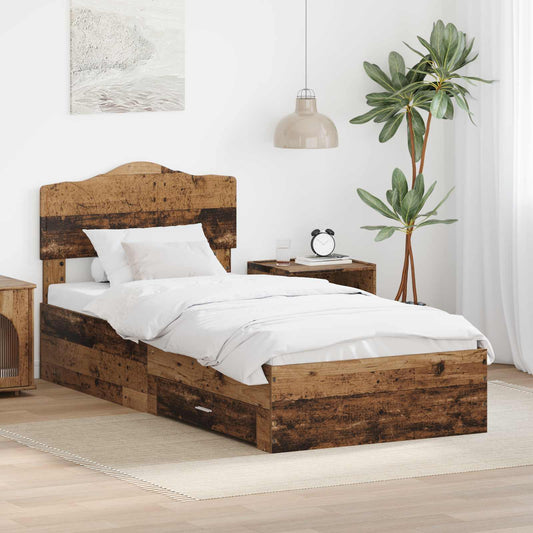 Bed Frame with Drawer Old Wood 100 x 200 cm Engineered Wood