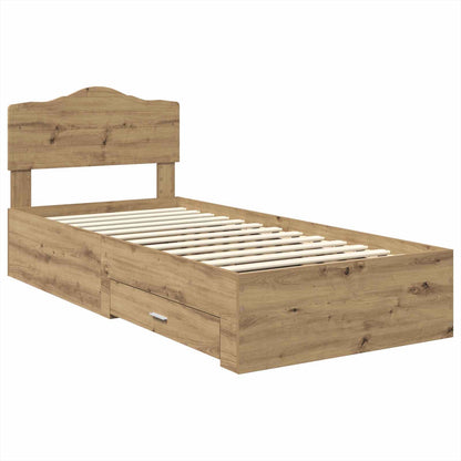 Bed Frame with Drawer Artisan Oak 100 x 200 cm Engineered Wood