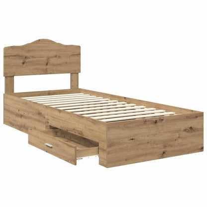 Bed Frame with Drawer Artisan Oak 100 x 200 cm Engineered Wood