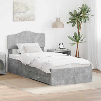 Bed Frame with Drawer Concrete Grey 90 x 200 cm Engineered Wood