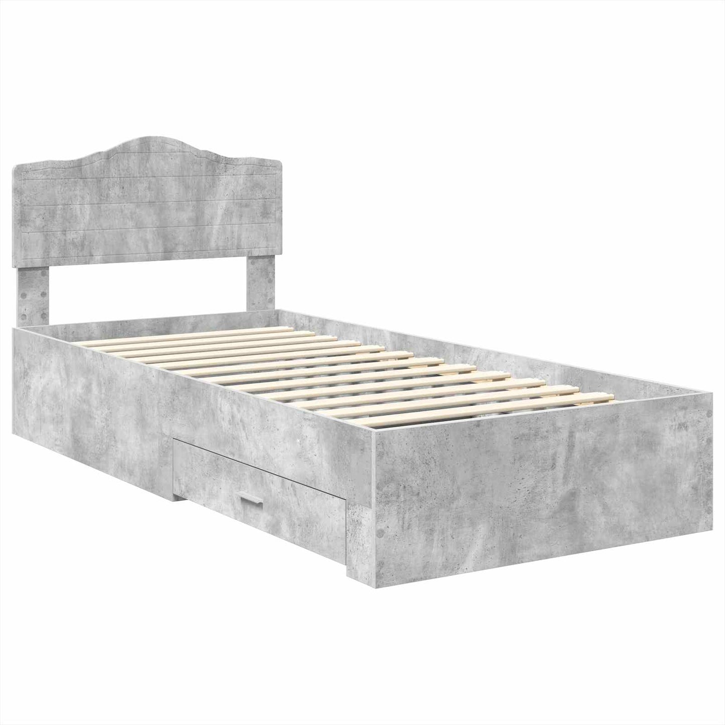 Bed Frame with Drawer Concrete Grey 90 x 200 cm Engineered Wood