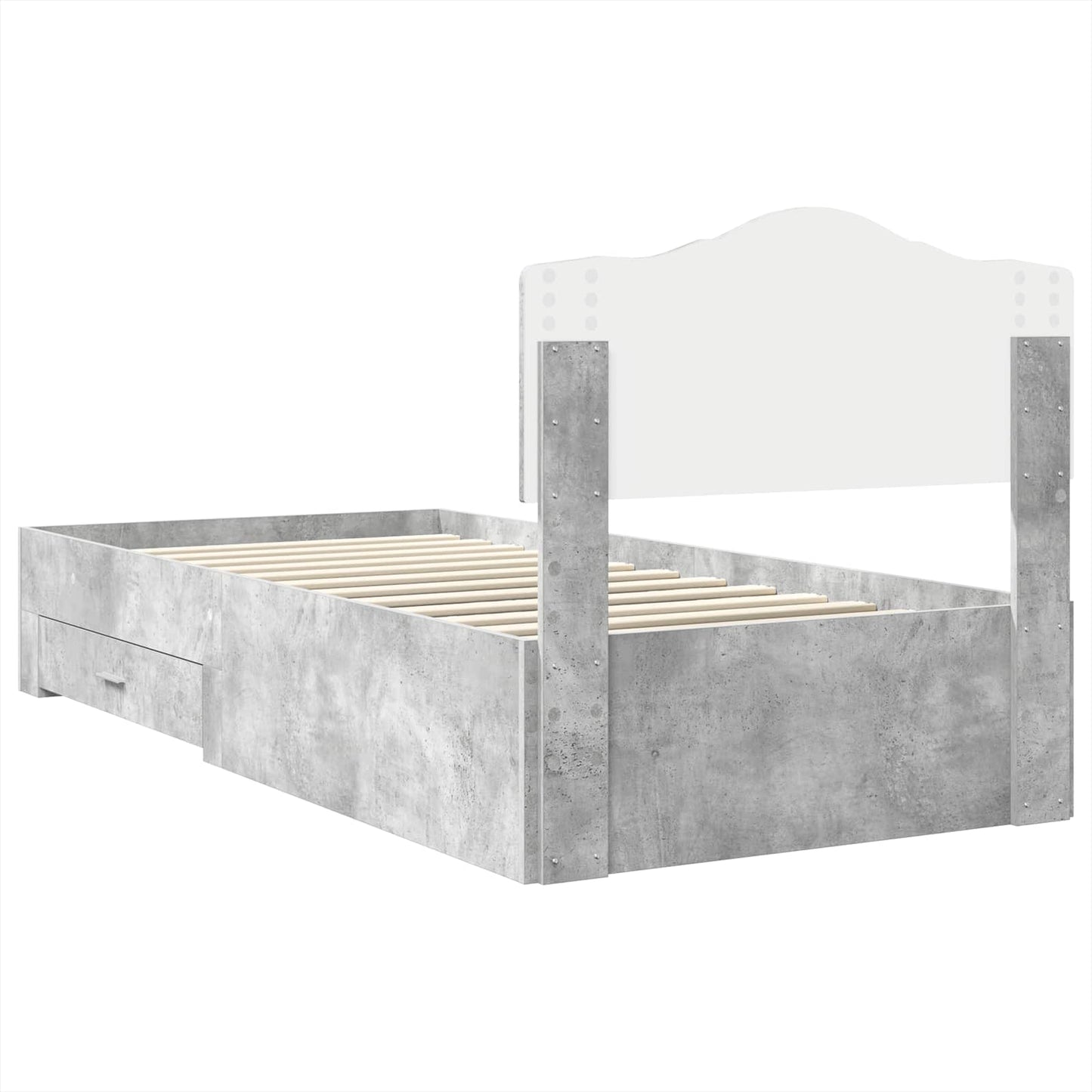 Bed Frame with Drawer Concrete Grey 90 x 200 cm Engineered Wood