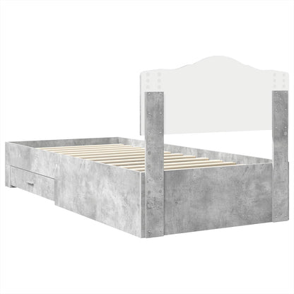 Bed Frame with Drawer Concrete Grey 90 x 200 cm Engineered Wood