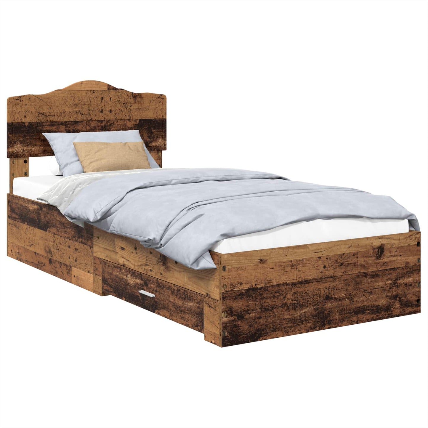 Bed Frame with Headboard Old Wood 90 x 200 cm Engineered Wood