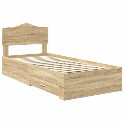 Bed Frame with Headboard Sonoma Oak 90 x 190 cm Engineered Wood