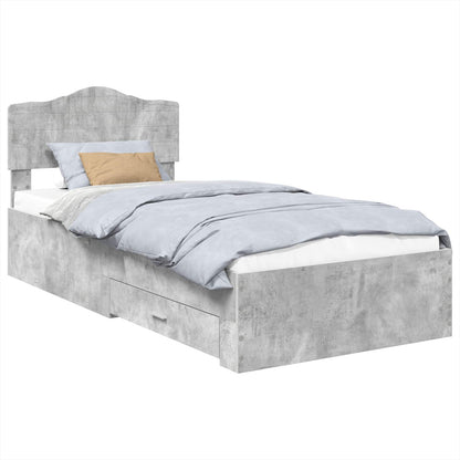 Bed Frame with Drawer Concrete Grey 90 x 190 cm Engineered Wood