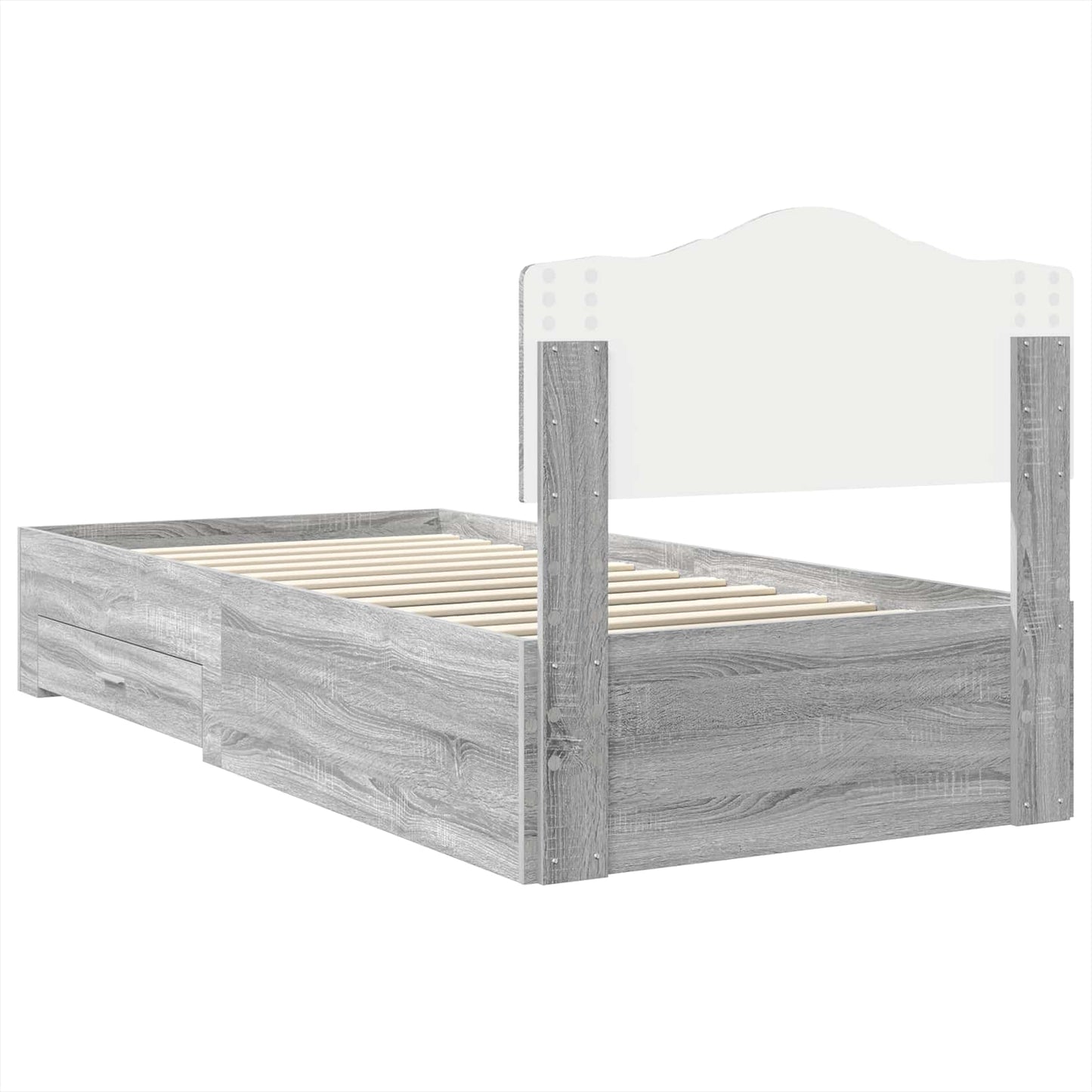 Bed Frame with Drawer Grey Sonoma 90 x 190 cm Engineered Wood