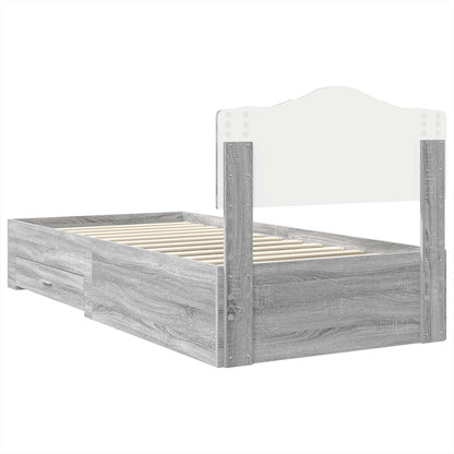 Bed Frame with Drawer Grey Sonoma 90 x 190 cm Engineered Wood