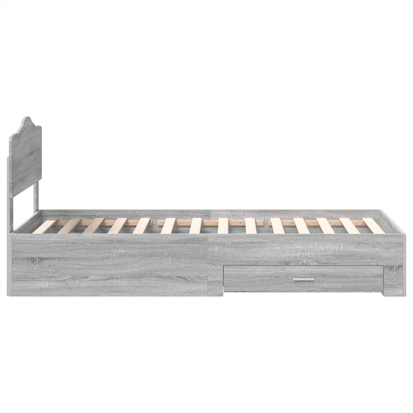 Bed Frame with Drawer Grey Sonoma 90 x 190 cm Engineered Wood