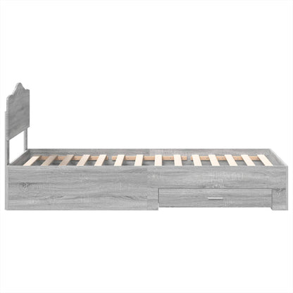 Bed Frame with Drawer Grey Sonoma 90 x 190 cm Engineered Wood