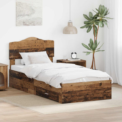 Bed Frame with Headboard Old Wood 90 x 190 cm Engineered Wood