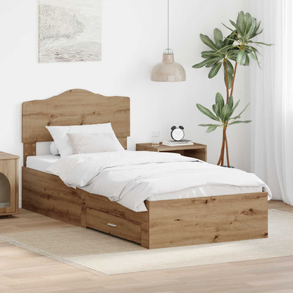 Bed Frame with Drawer Artisan Oak 90 x 190 cm Engineered Wood