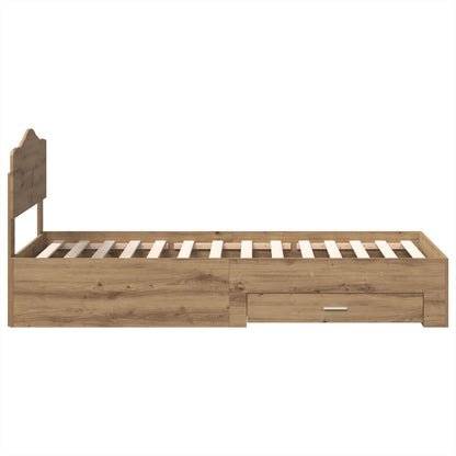 Bed Frame with Drawer Artisan Oak 90 x 190 cm Engineered Wood