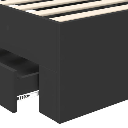 Bed Frame with Headboard Black 70 x 190 cm Engineered Wood