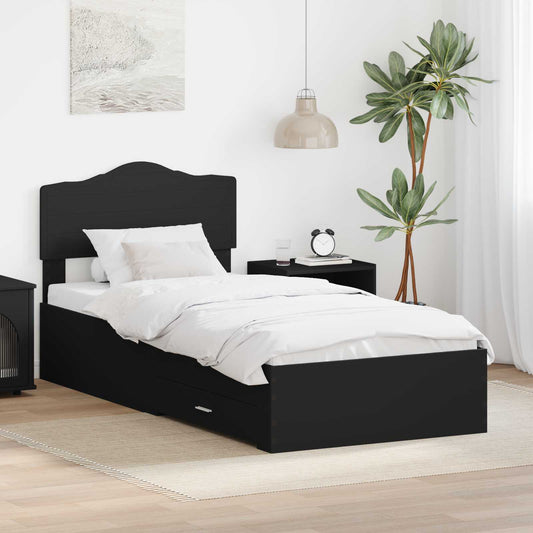 Bed Frame with Drawer Black 70 x 190 cm Engineered Wood