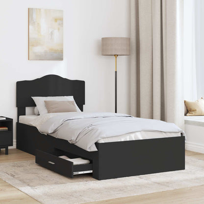 Bed Frame with Headboard Black 70 x 190 cm Engineered Wood