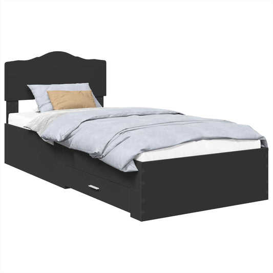 Bed Frame with Drawer Black 70 x 190 cm Engineered Wood