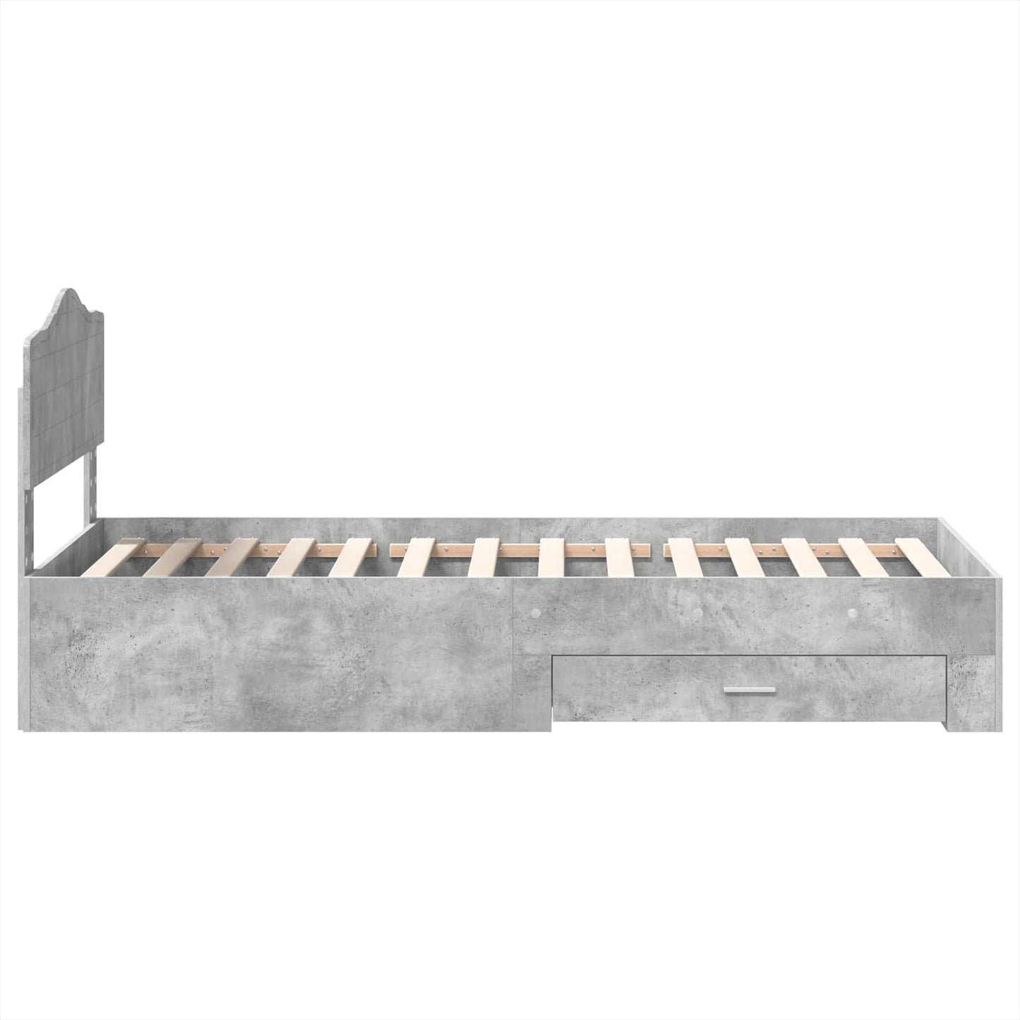 Bed Frame with Drawer Concrete Grey 70 x 190 cm Engineered Wood