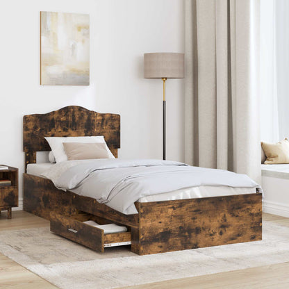 Bed Frame with Headboard Smoked Oak 70 x 190 cm Engineered Wood
