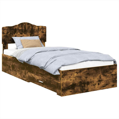 Bed Frame with Headboard Smoked Oak 70 x 190 cm Engineered Wood