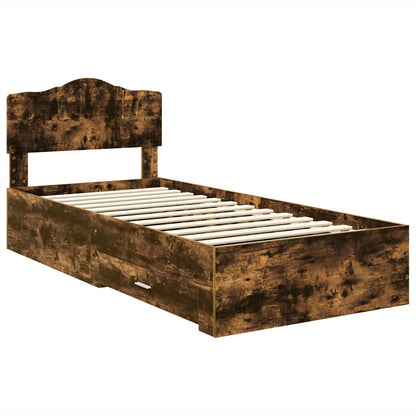 Bed Frame with Headboard Smoked Oak 70 x 190 cm Engineered Wood