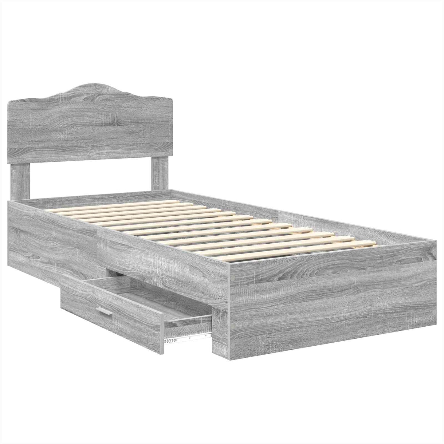 Bed Frame with Drawer Grey Sonoma 70 x 190 cm Engineered Wood