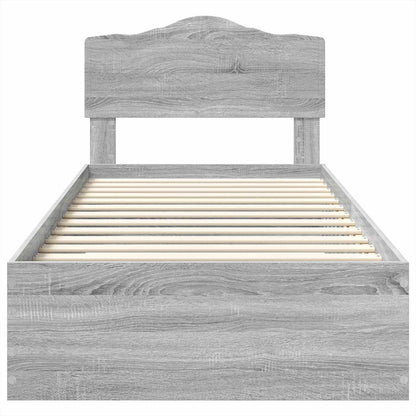 Bed Frame with Drawer Grey Sonoma 70 x 190 cm Engineered Wood