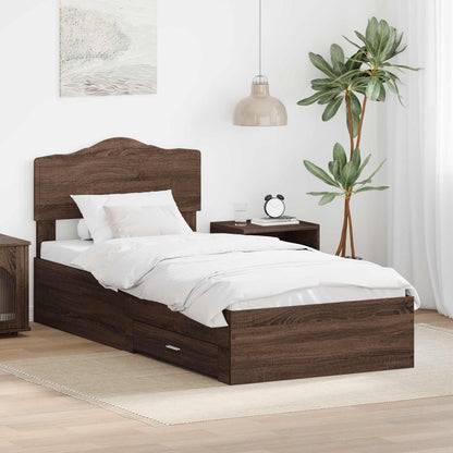 Bed Frame with Headboard Brown Oak 70 x 190 cm Engineered Wood