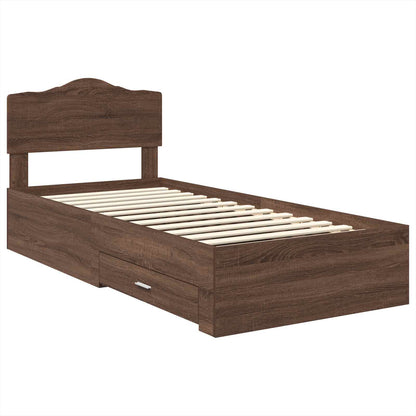 Bed Frame with Headboard Brown Oak 70 x 190 cm Engineered Wood
