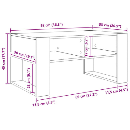 Coffee Table Grey Sonoma 92 x 53 x 45 cm Engineered Wood
