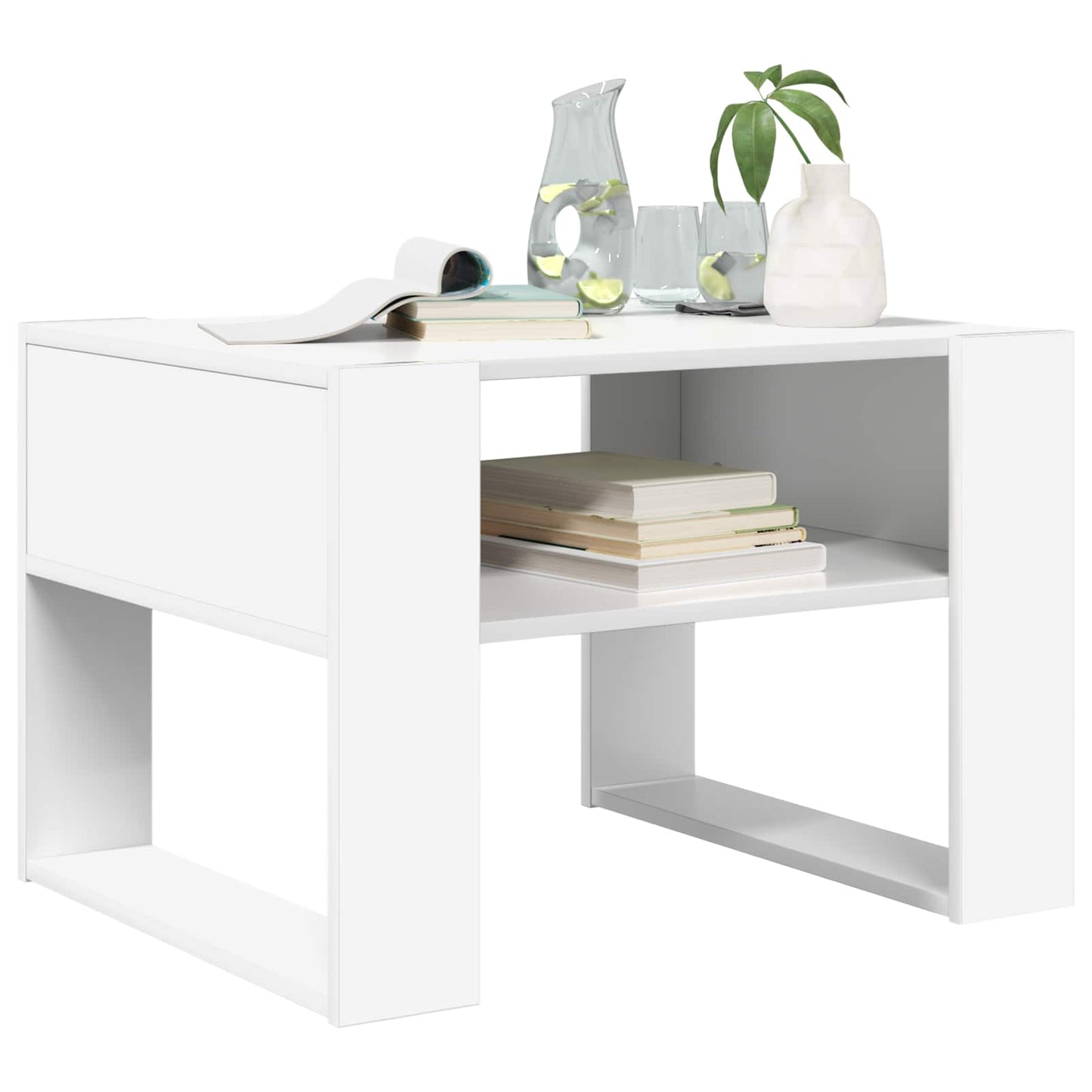 Coffee Table with Storage White 66 x 53 x 45 cm Engineered Wood