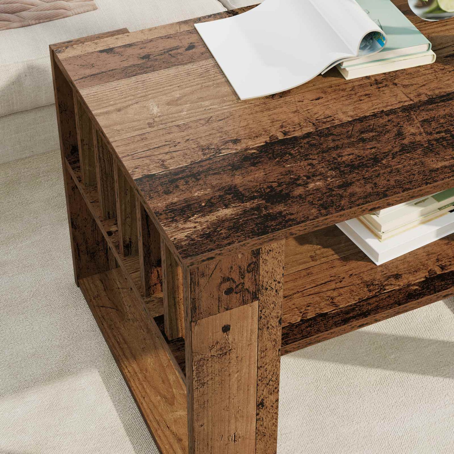 Coffee Table Old Wood 66 x 49.5 x 45 cm Engineered Wood