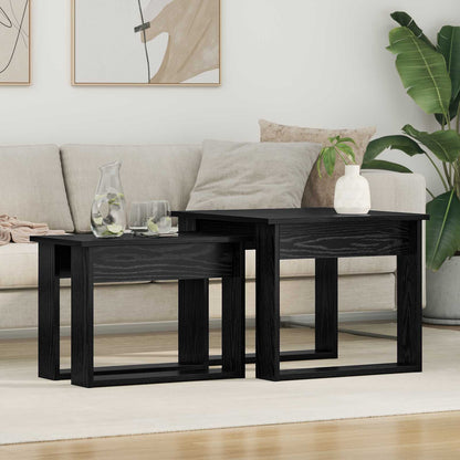 Coffee Table Set 2 pcs Black Oak Engineered Wood