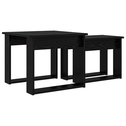 Coffee Table Set 2 pcs Black Oak Engineered Wood