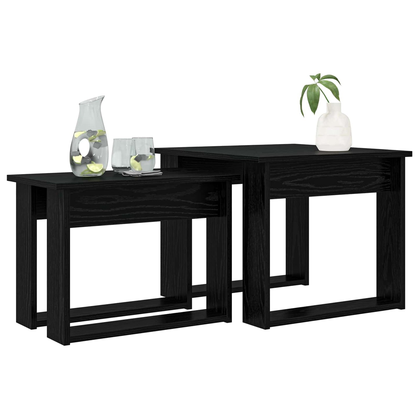 Coffee Table Set 2 pcs Black Oak Engineered Wood