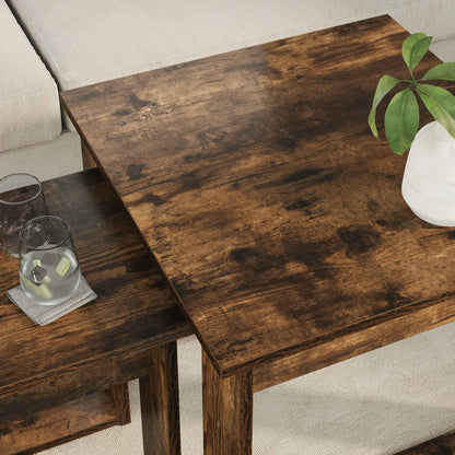 Coffee Table Set 2 pcs Smoked Oak Engineered Wood