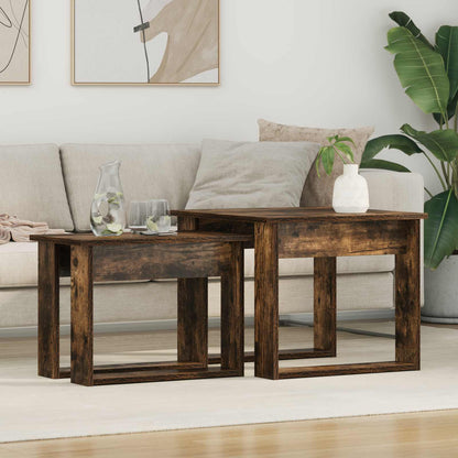 Coffee Table Set 2 pcs Smoked Oak Engineered Wood