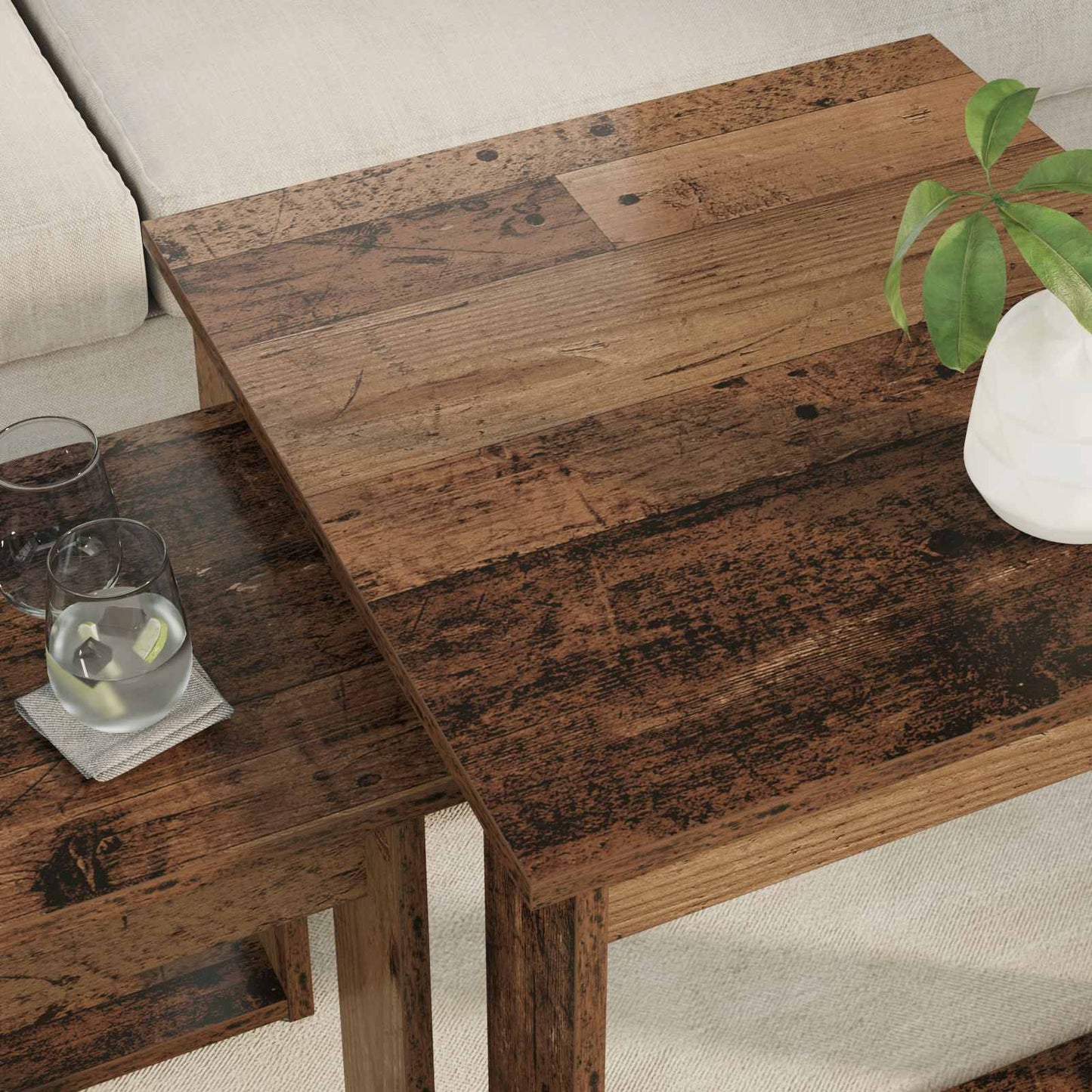 Coffee Table Set 2 pcs Old Wood Engineered Wood