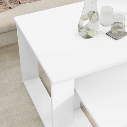 Coffee Table Set 2 pcs White Engineered Wood