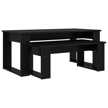 Coffee Table Set 2 pcs Black Oak Engineered Wood