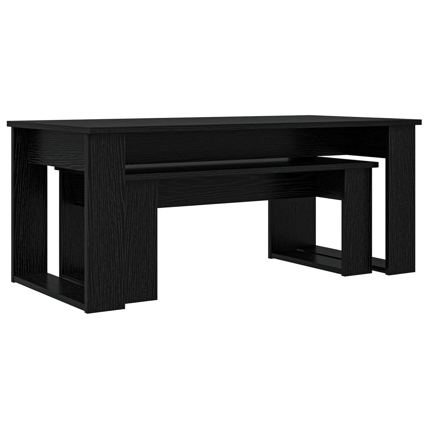 Coffee Table Set 2 pcs Black Oak Engineered Wood