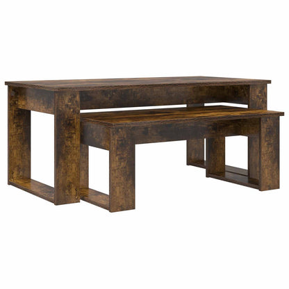 Coffee Table Set 2 pcs Smoked Oak Engineered Wood