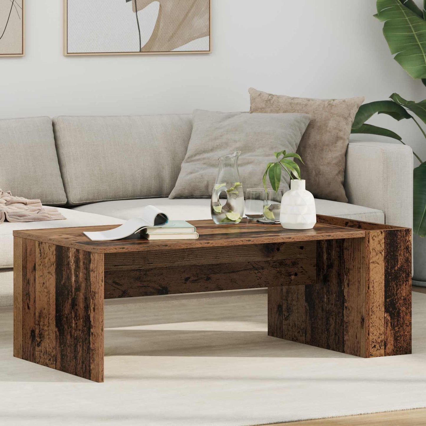Coffee Table Old Wood 95 x 50 x 34 cm Engineered Wood