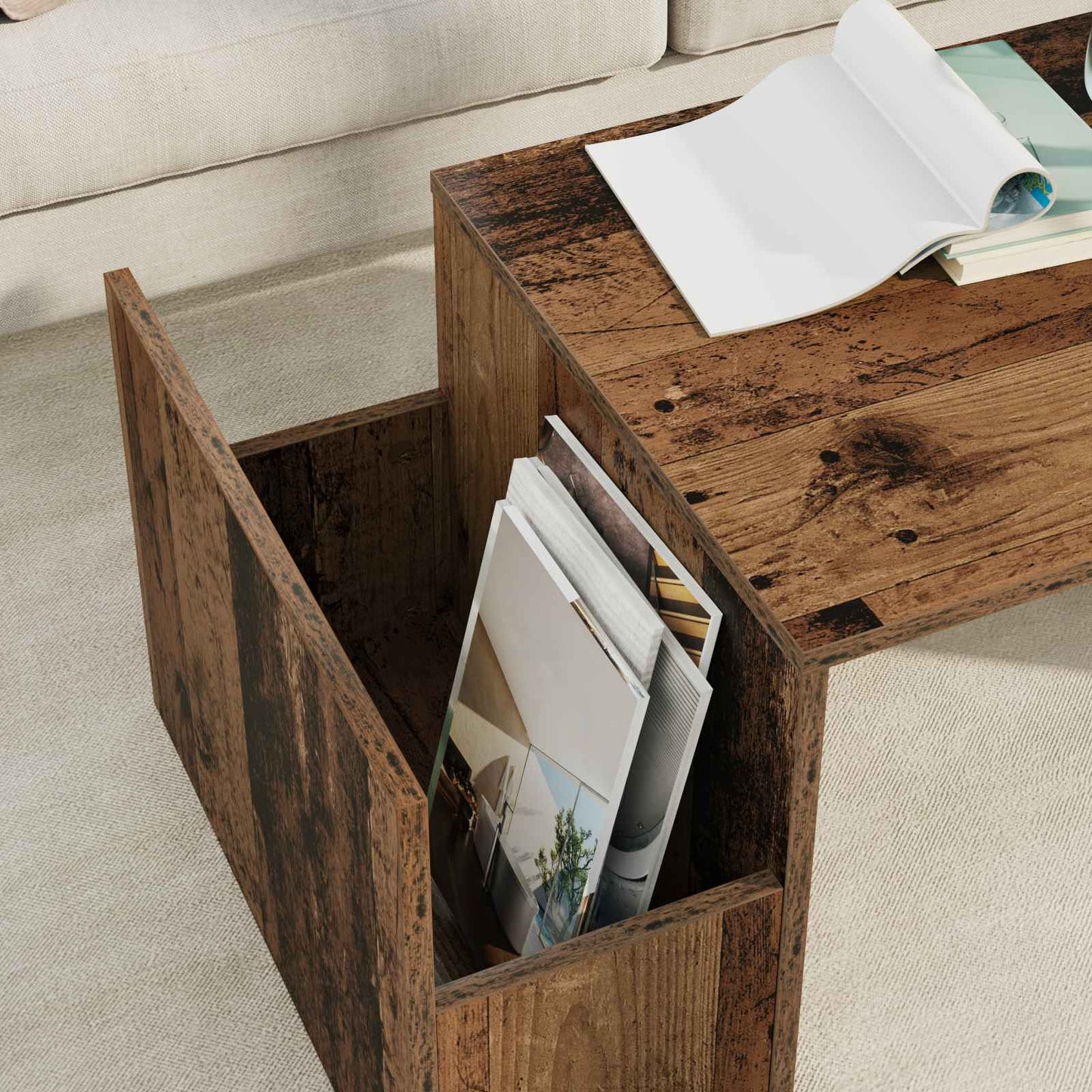 Coffee Table Old Wood 90 x 45 x 35 cm Engineered Wood